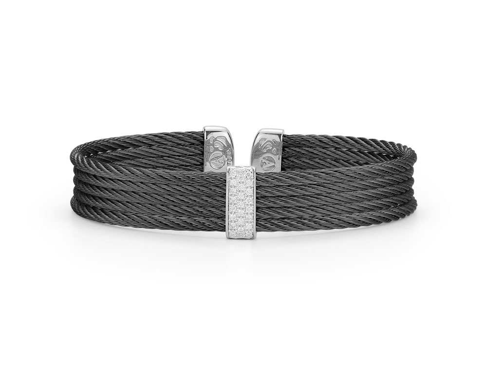 Black PVD Diamond 5 Row Cuff