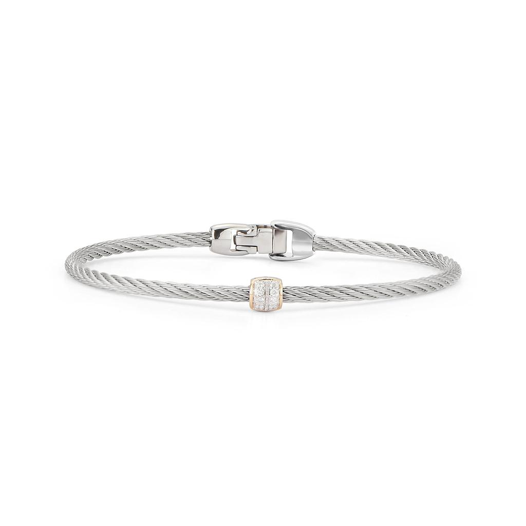 18k White Gold & Stainless Single Station Diamond Bangle