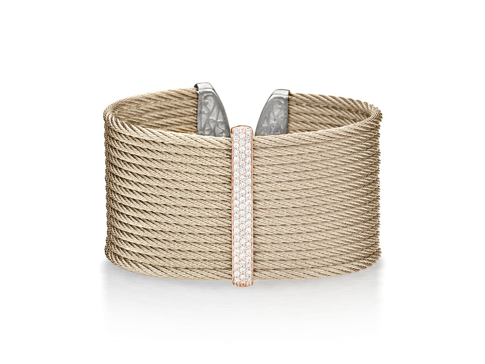 18k Rose Gold & Carnation PVD Diamond 16 Row Cuff