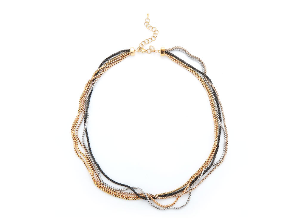 Multi Color PVD 5 Row Chain Necklace