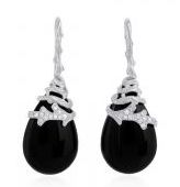 Enchanted Forest Black Onyx Twist Wrap Earrings In Sterling Silver