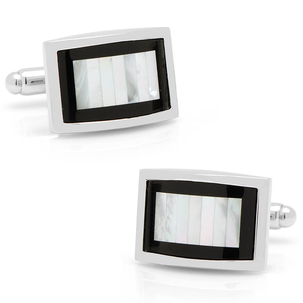 Onyx & Mother Of Pearl Key Cufflinks