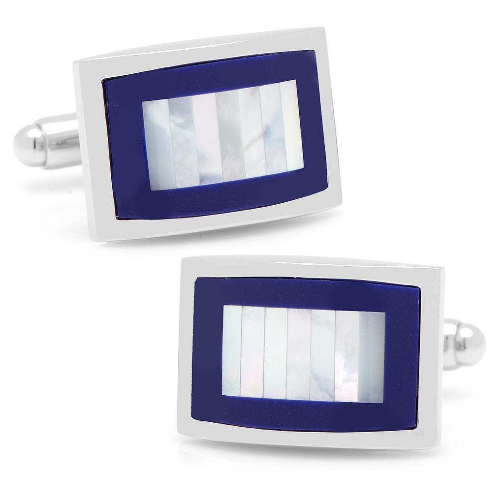 Mother Of Pearl & Lapis Blue Key Cufflinks