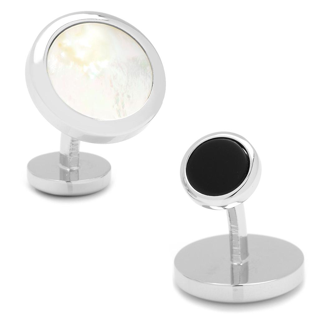 Double Sided Mother Of Pearl Round Beveled Cufflinks