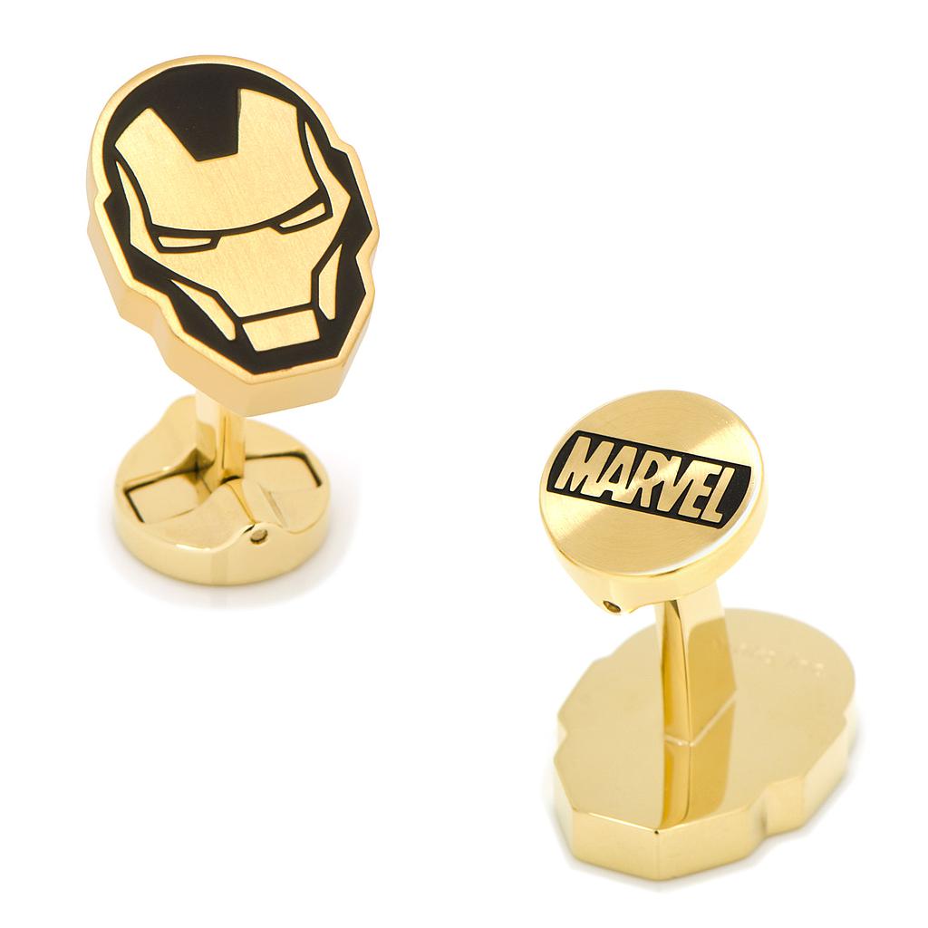Stainless Steel Black & Gold Iron Man Cufflinks