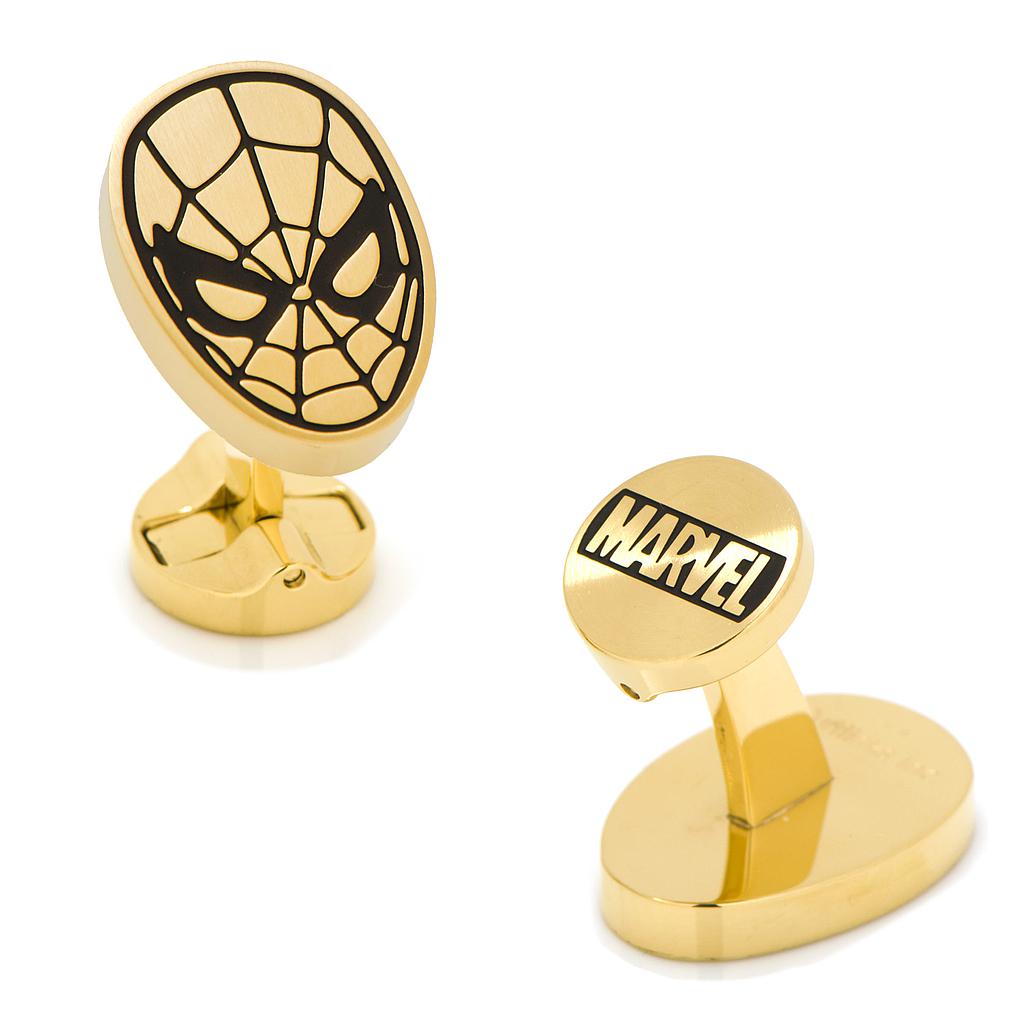 Stainless Steel Black & Gold Spider-Man Cufflinks