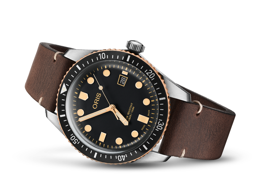 Oris Diver 65 Steel Black Dial Bronze Ring On Strap