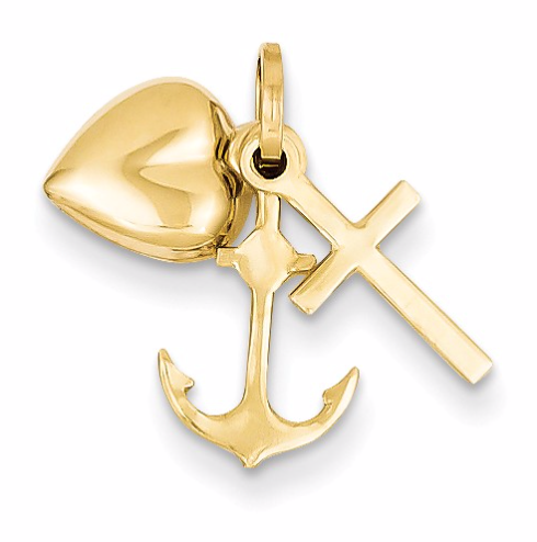14ky Faith Hope & Charity Charm