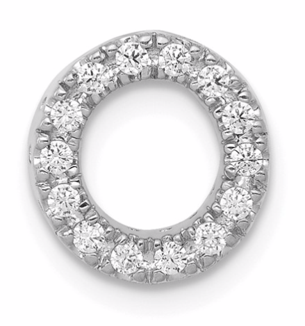 14k White Gold Diamond Initial O Charm