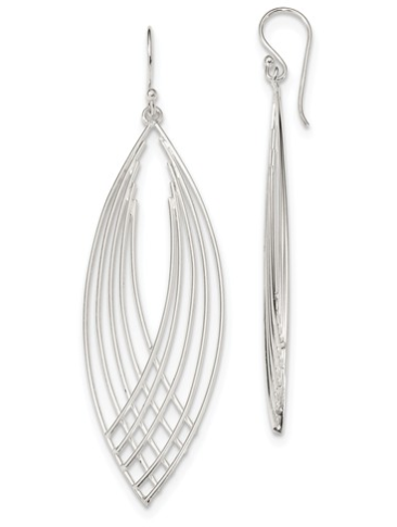 Sterling Silver Fancy Dangle Shepherd Hook Earrings