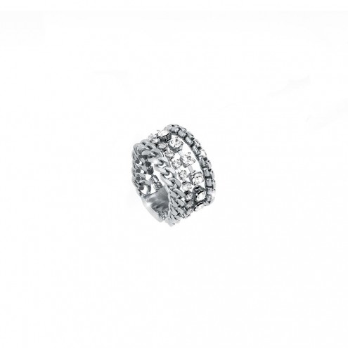 Tokyo 4 Row Ring With Chains &amp; Crystals