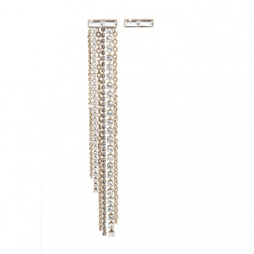 Tokyo 6 Row Long Dangle Earrings With Crystals