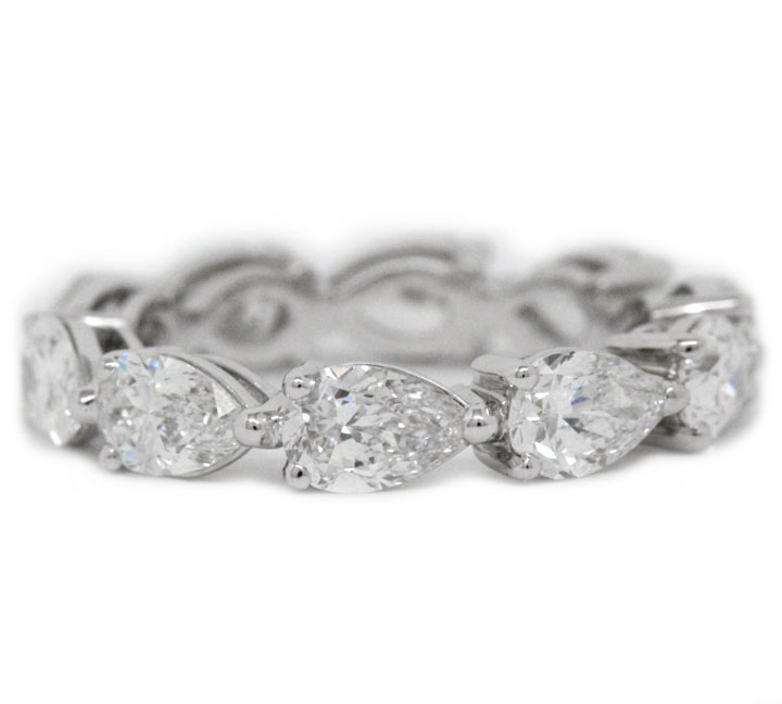 Platinum Pear Shape Diamond East West Eternity Band