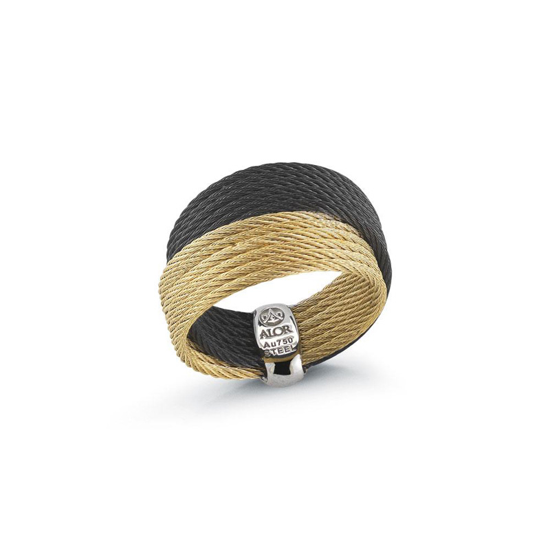 Black &amp; Yellow Cable Cross Ring