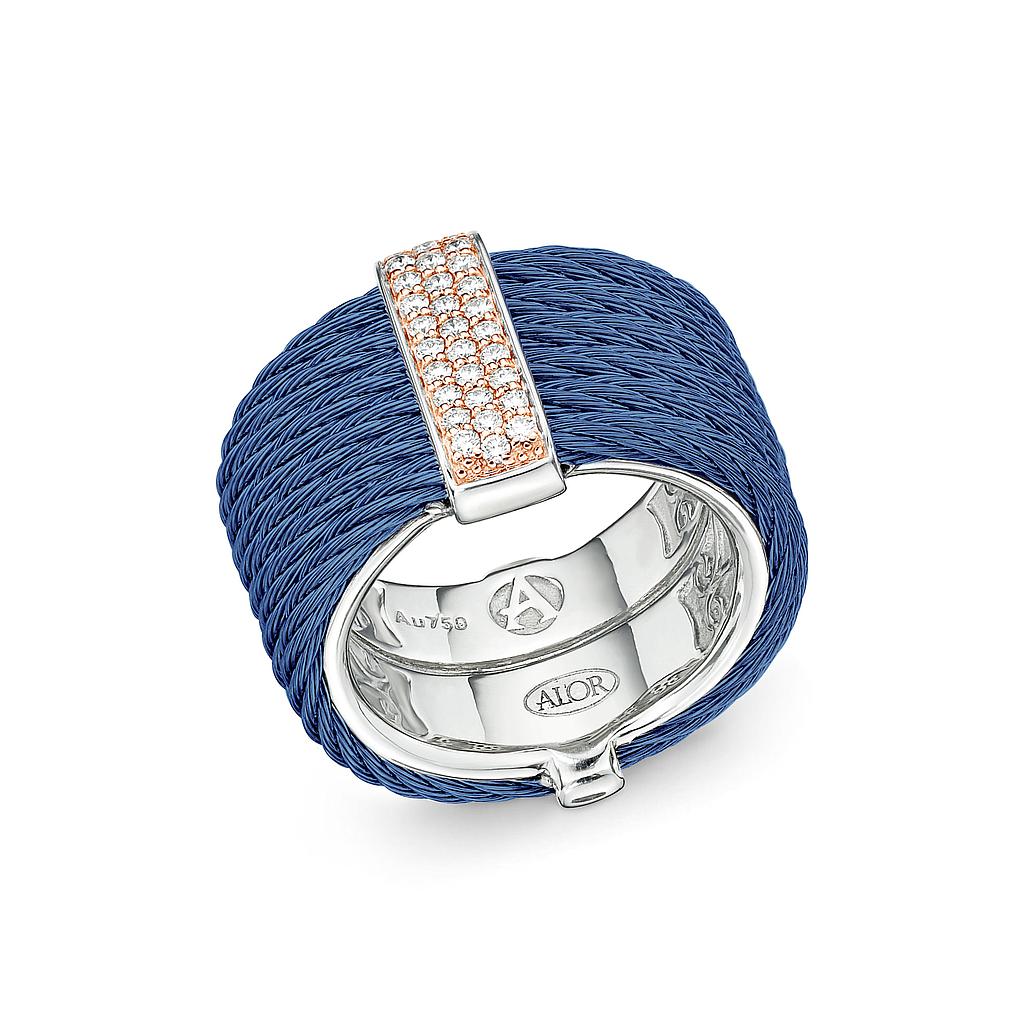 Blueberry Cable Monochrome Ring With 18k Rose Gold &amp; Diamonds