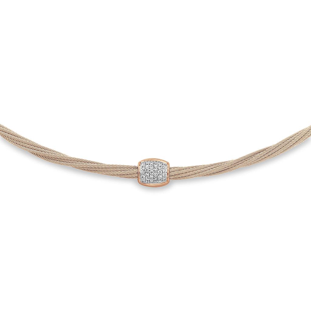 Carnation Cable Helix Necklace With 18k Rose Gold &amp; Diamonds
