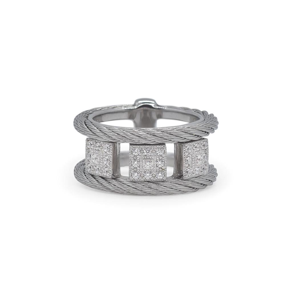 Grey Cable Reflections Ring With 18k White Gold & Diamonds