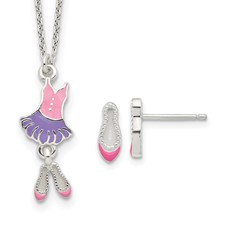 Kids Ballerina Necklace & Earring Set