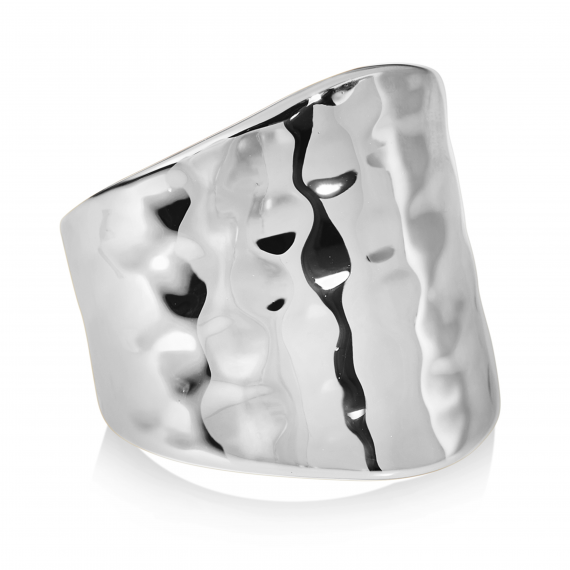 Silver Hammered Adj Ring