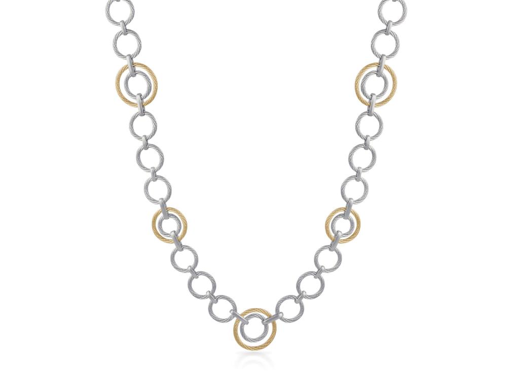 Yellow & Grey Cable Interlock Necklace