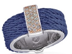 Cable Petite Monochrome Ring With 18k White Gold & Diamonds