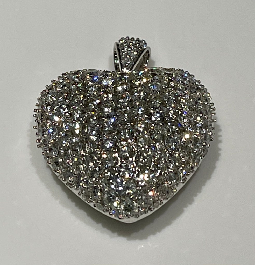 18k White Gold Diamond Pave Puffed Heart
