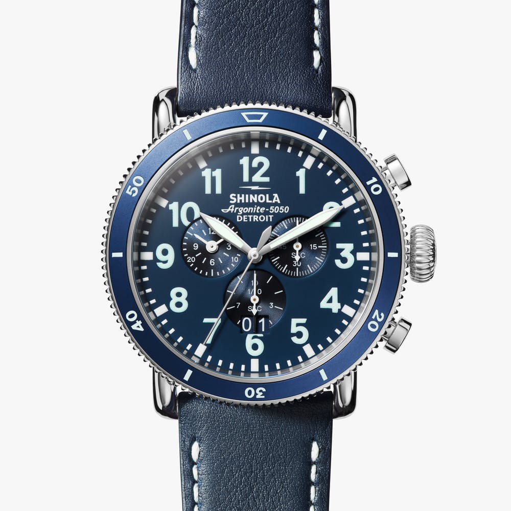Runwell Sport 3 Eye 48mm Steel Watch On Strap