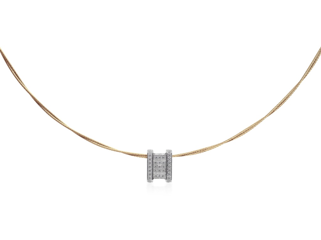 Yellow Cable Diva Necklace With 18k White Gold & Diamonds