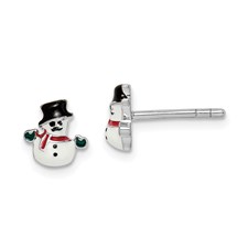 Kids Enameled Snowman Earrings