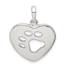 Heart with Paw Print Charm