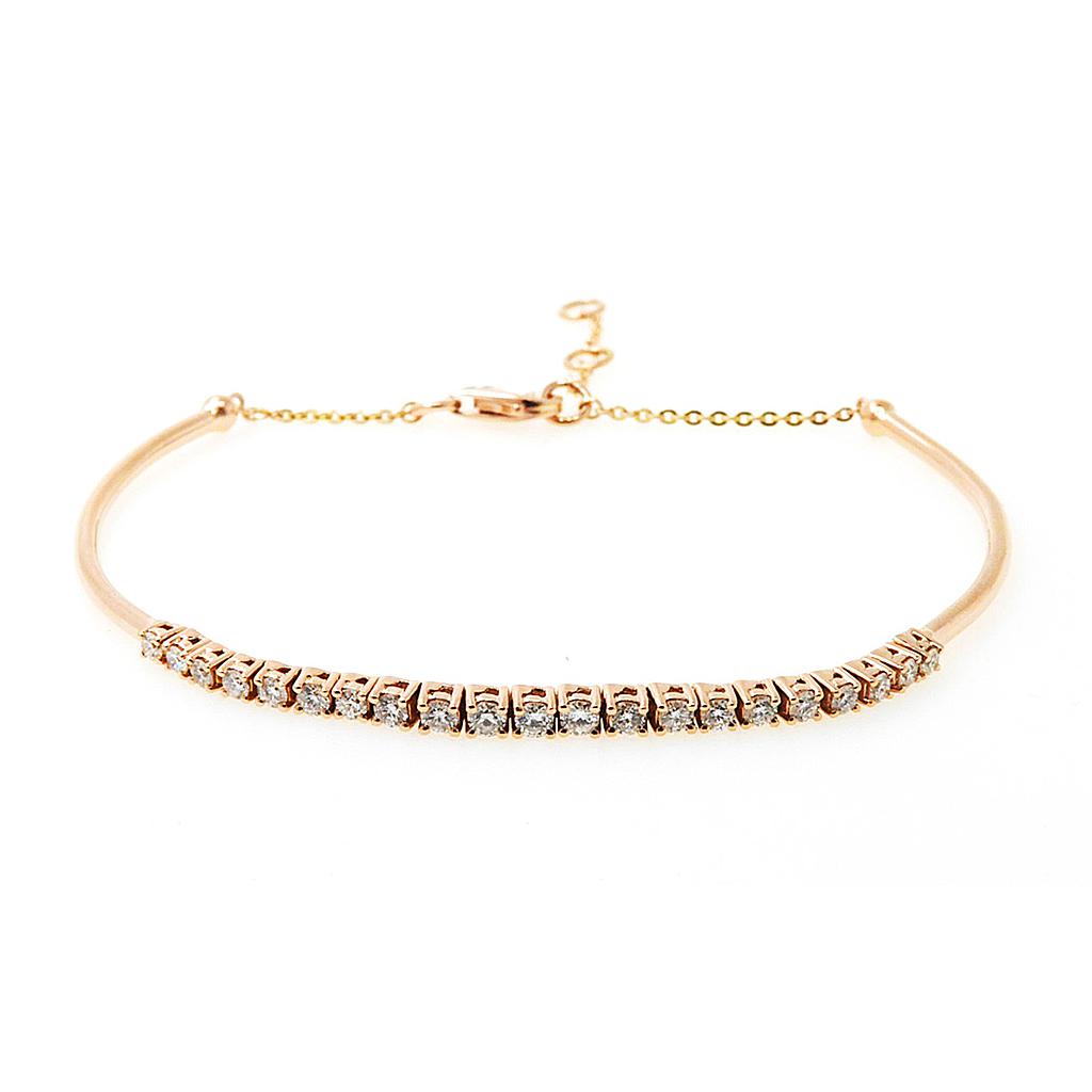 14k Rose Gold 21 Round Diamond 1/2 Bangle Bracelet