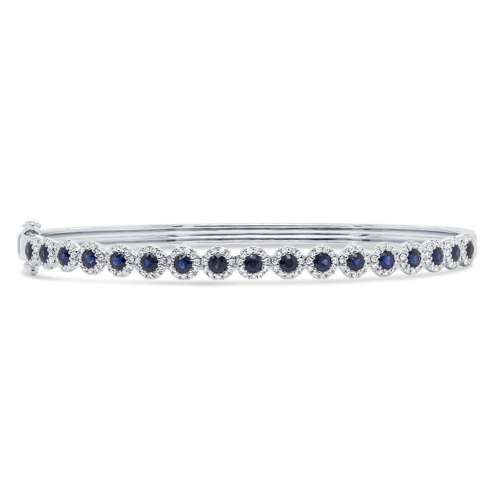 14k Sapphire &amp; Diamond Bangle Bracelet