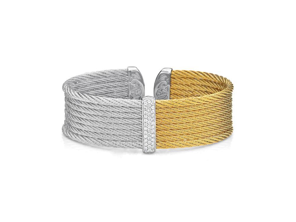 18k Bangle White Gold & Ss S Grey & Yellow 6.25