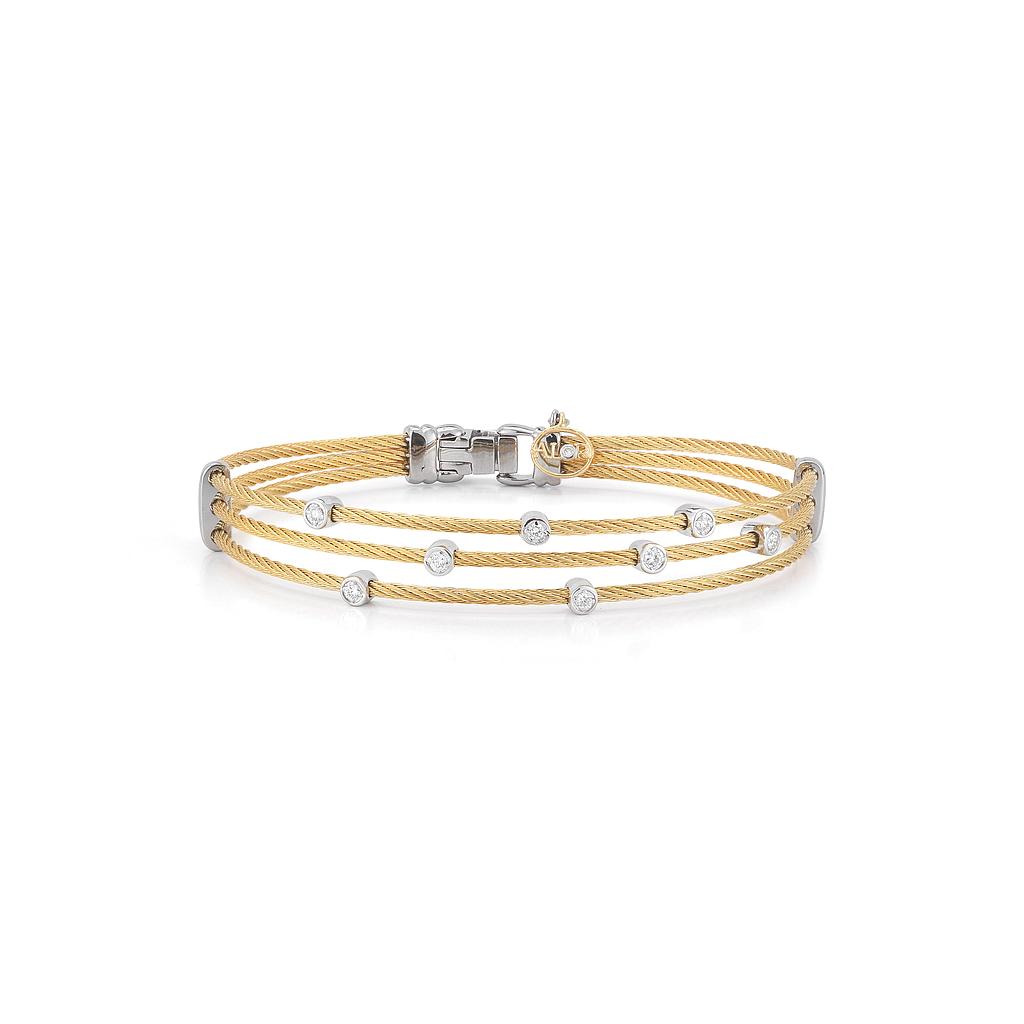 18k Bangle White Gold & Ss W/Yellow Cable Size 7