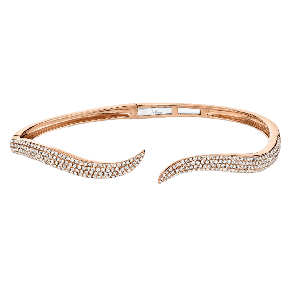Kate 14k Rose Gold Diamond By Pass Hinged Bangle