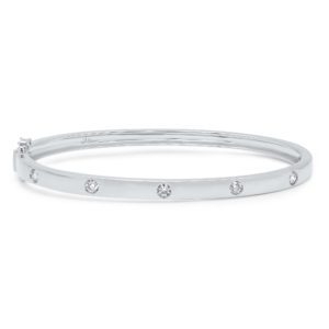 Kate 14k White Gold 5 Diamond 0.38cts Burnished Set Bangle