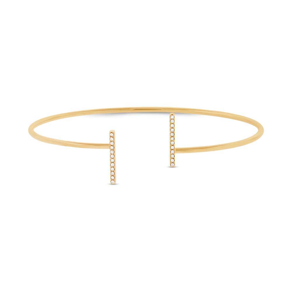 Kate Collection 14k Yellow Gold Open T Diamond Bangle 0.08ct