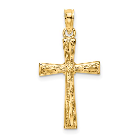 14k D/C & Textured Cross Charm