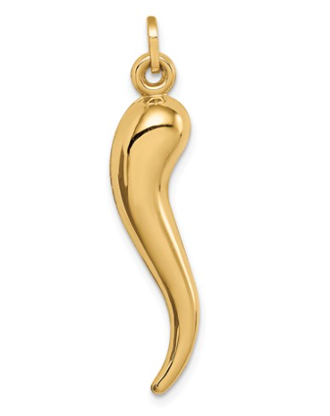 14k Hollow 3d Italian Horn Charm