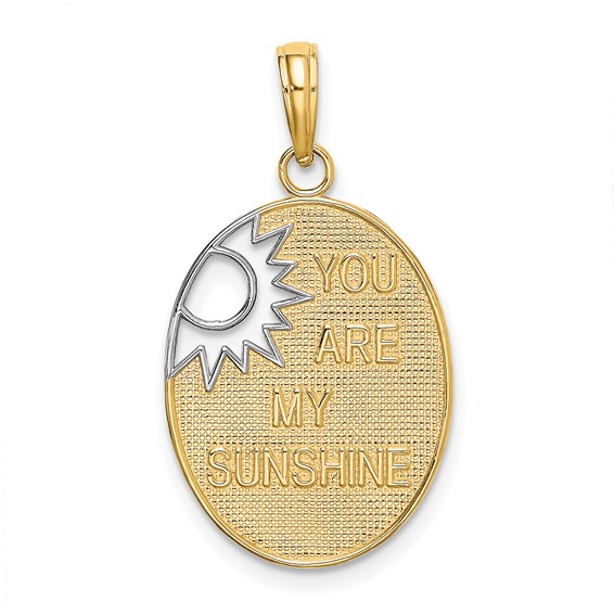 14k with Rhodium YOU ARE MY SUNSHINE Cut-out Sun Charm