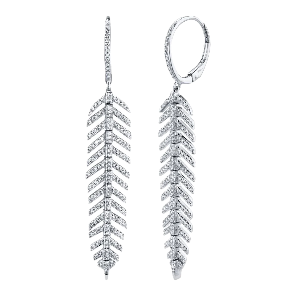 0.60ct 14k Diamond Feather Earring