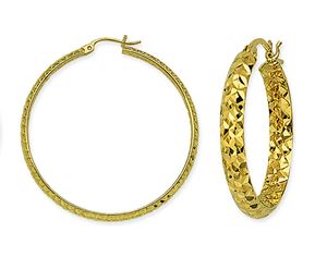 14k Diamond Cut 40mm Hoops
