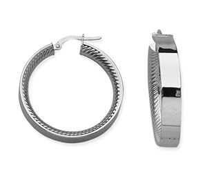 14k Fluted Inner Design Euro Hoops With High Polish Outside