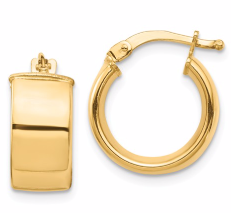 14k High Polished 7mm Hoop Earrings