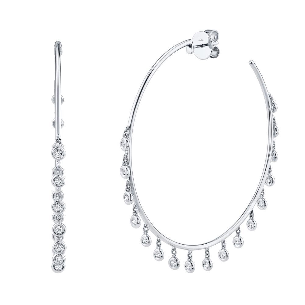 14k White Gold 2.5 Inch Shaker Hoops