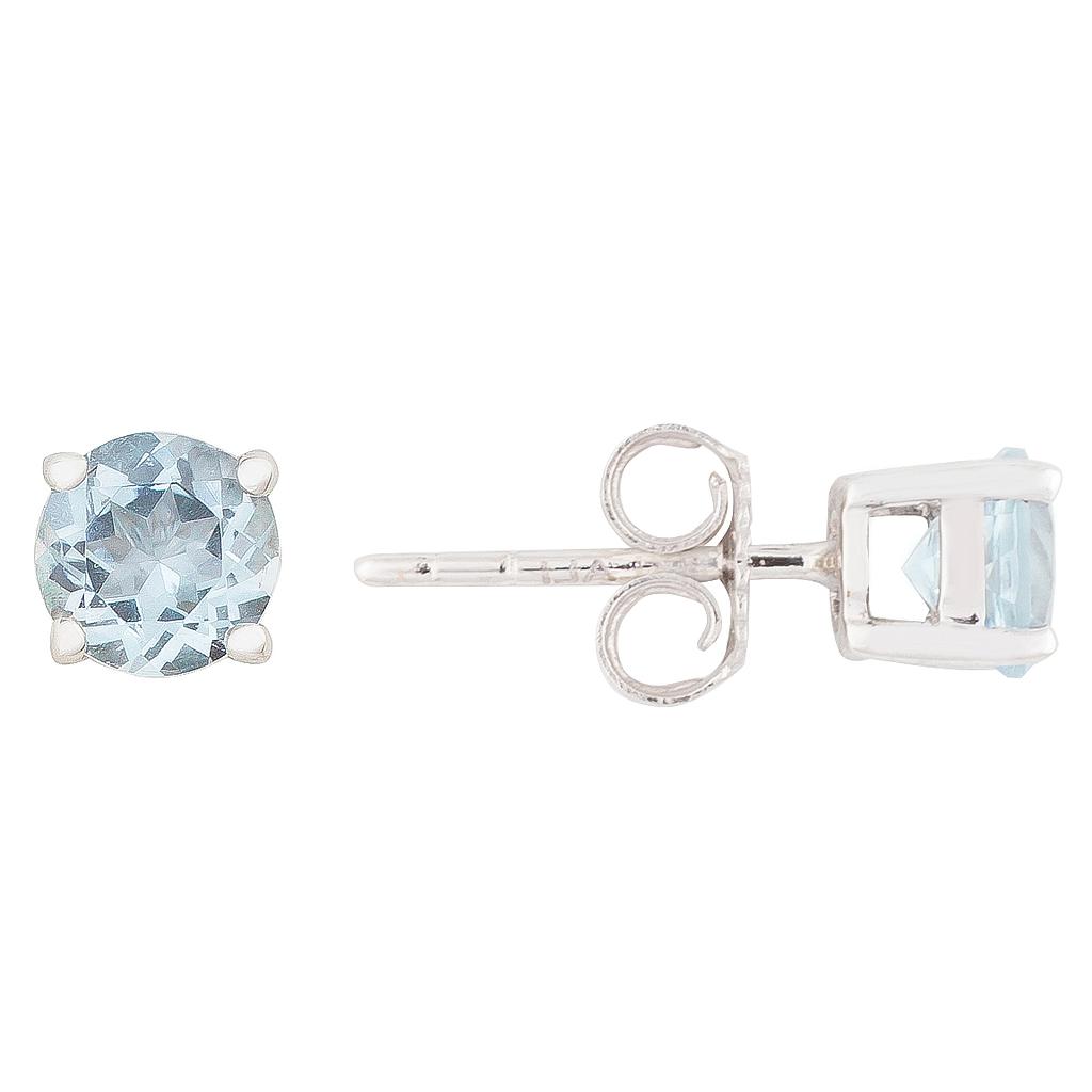 14k White Gold 5m Aquamarine Earring- March