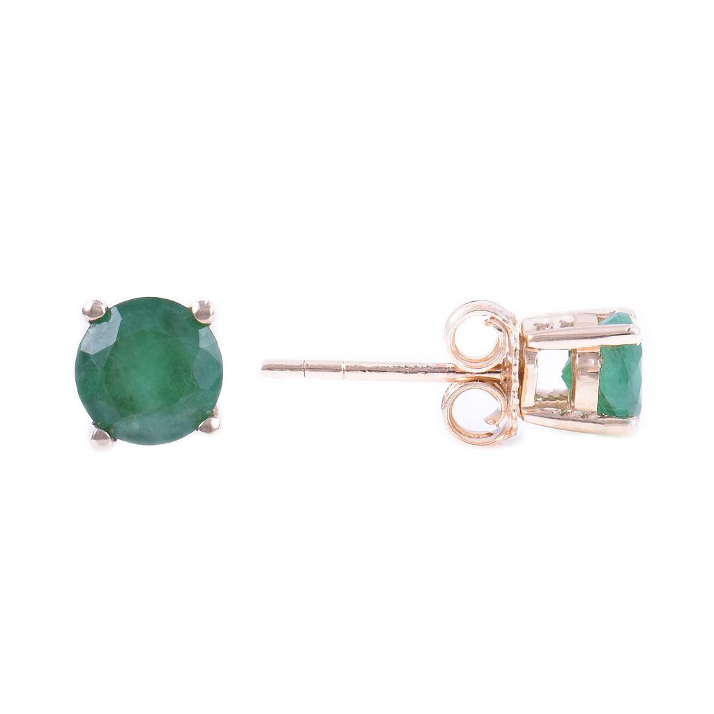 14k Yellow Gold 5m Emerald Earrings- May