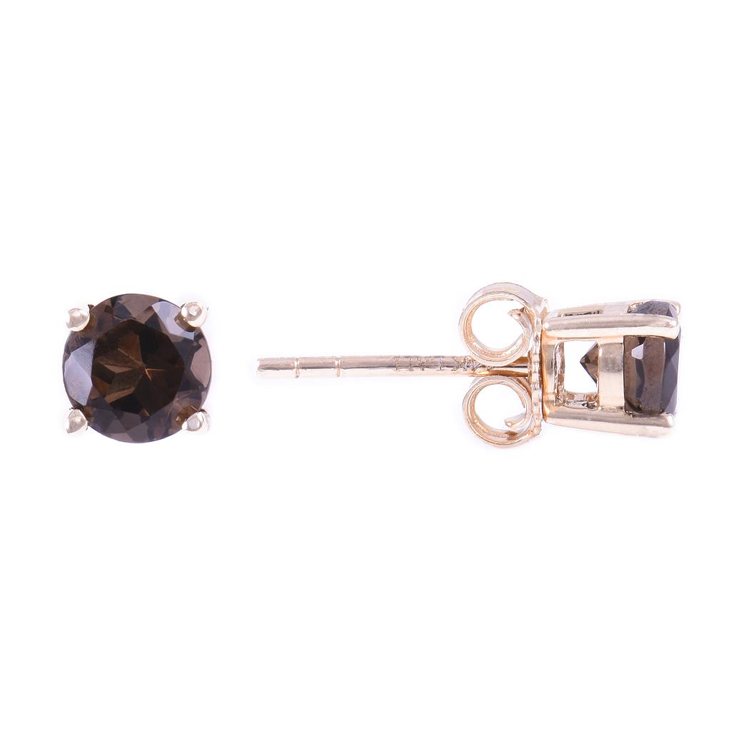 14k Yellow Gold 5m Smoky Quartz Earring- June
