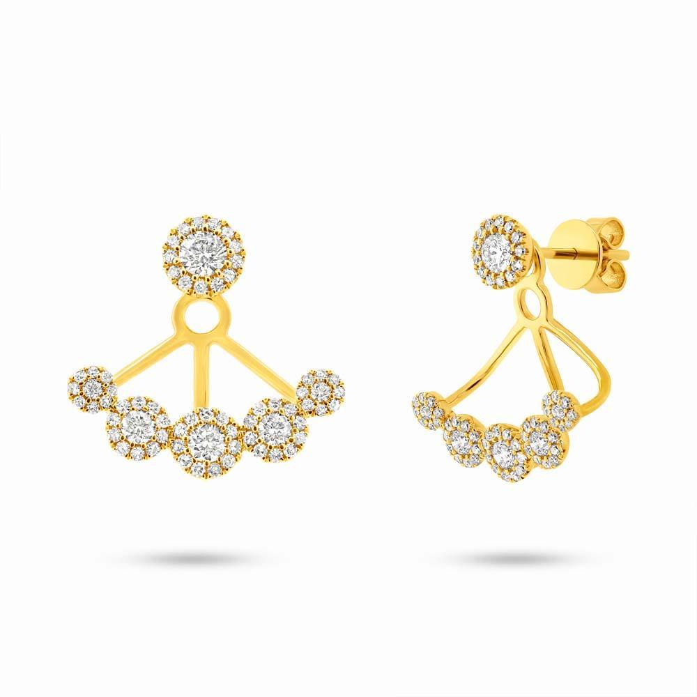 14k Yellow Gold Diamond Earring Jkt W/Studs