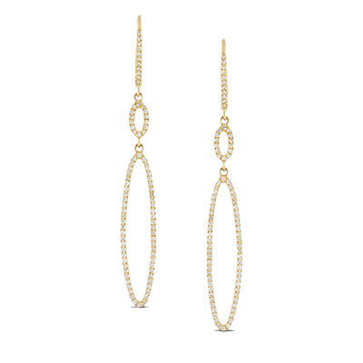 18k Diamond Fibonacci Long Oval Earrings